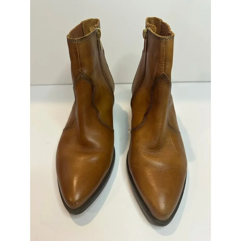 Pikolinos Vergel Leather Ankle Boots Women’s 38 Brandy Western Comfort Booties